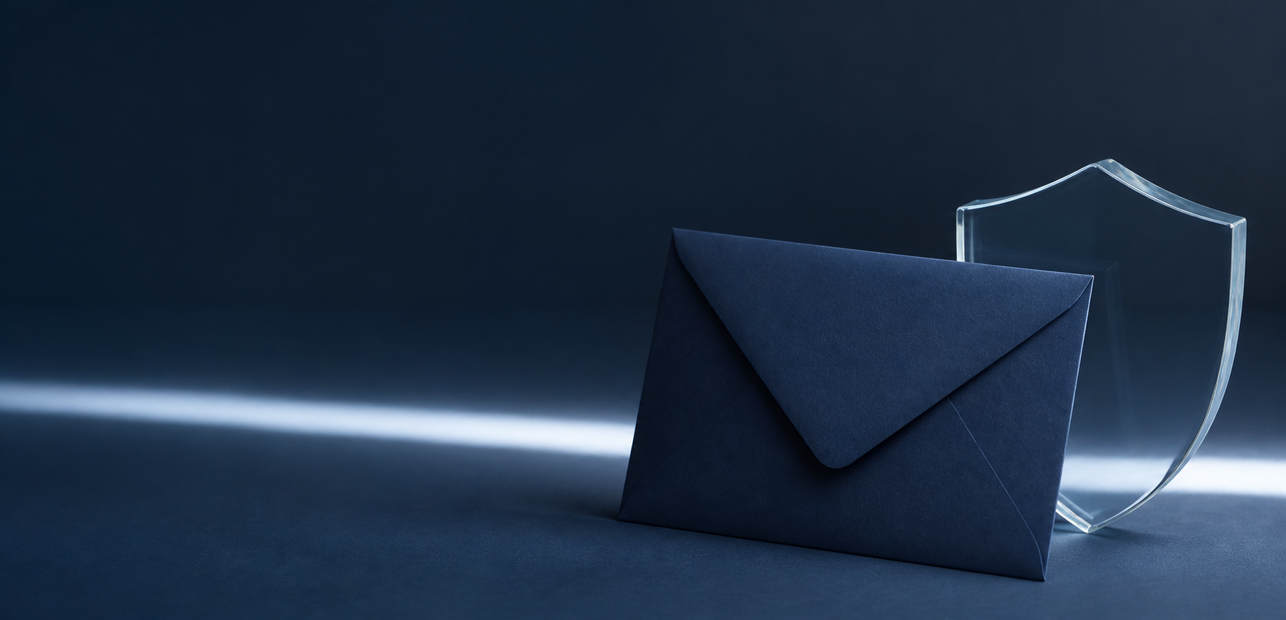 A sealed envelope and transparent shield representing a confidential way to contact SHIELD Institute